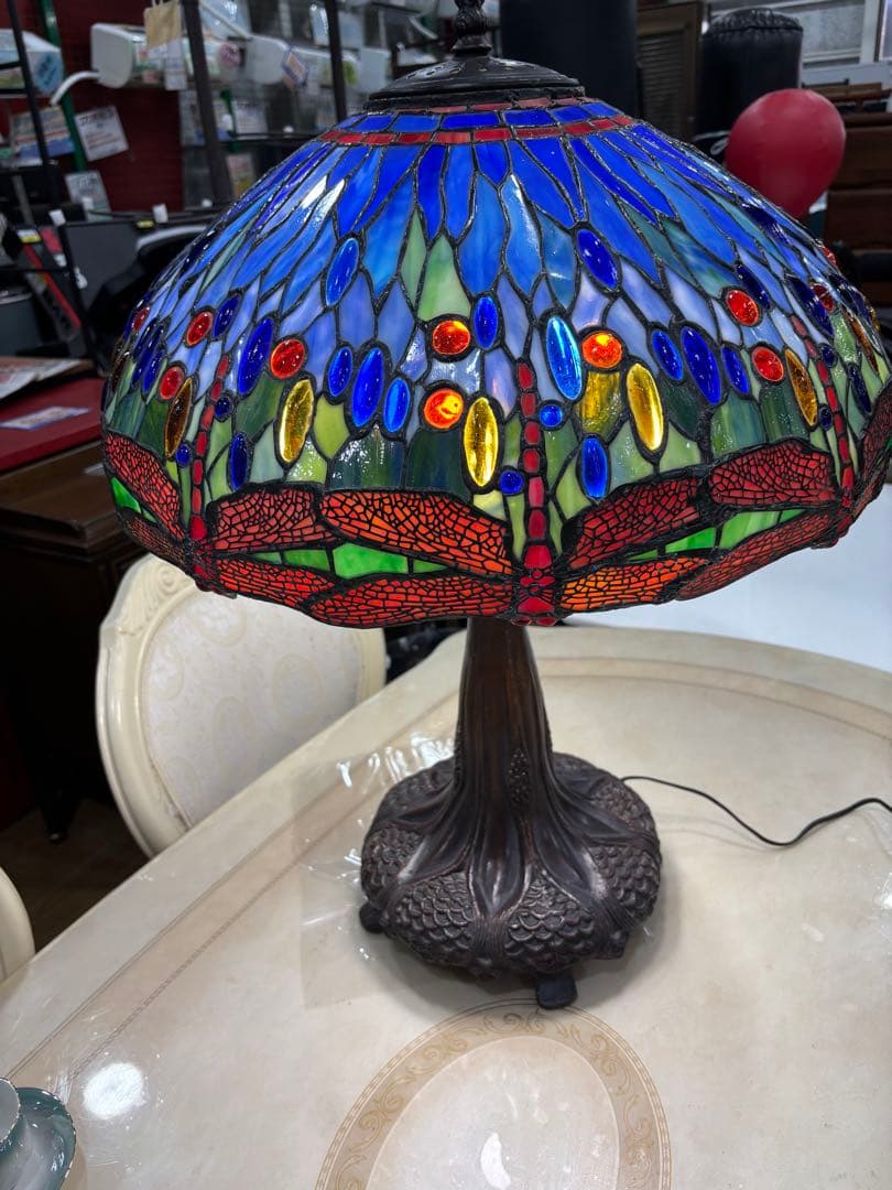 T91 ステンドグラスランプ 3灯 とんぼ