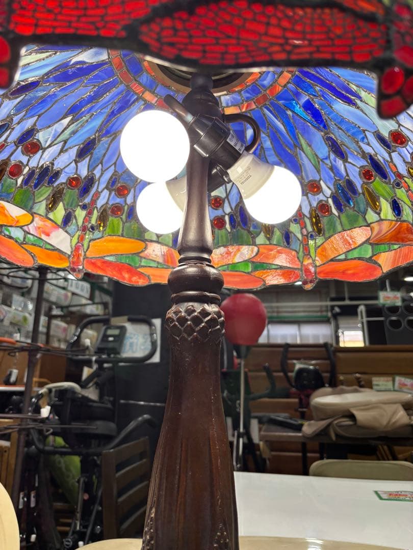 T91 ステンドグラスランプ 3灯 とんぼ
