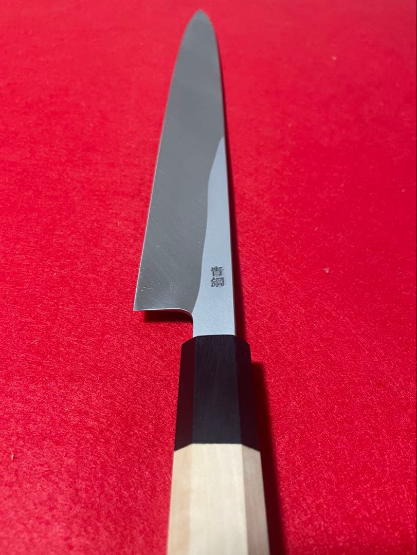 青鋼　柳刃　白木八角　尺