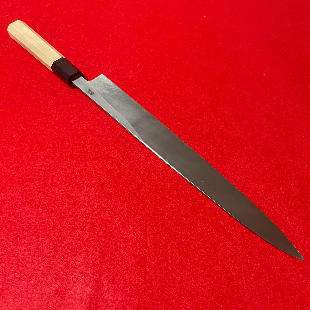 青鋼　柳刃　白木八角　尺