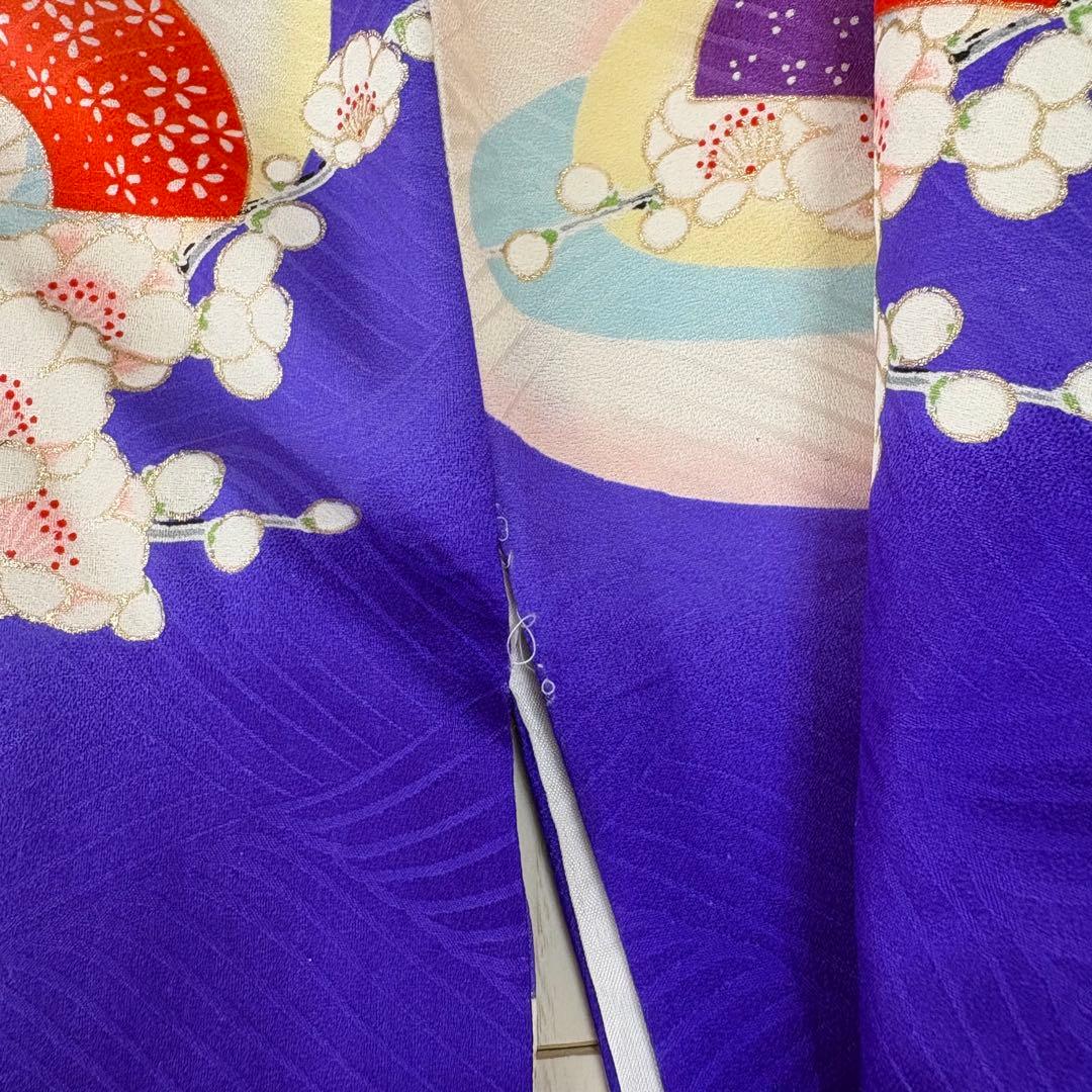 七五三 子供　着物　７歳　青紫　襦袢付き