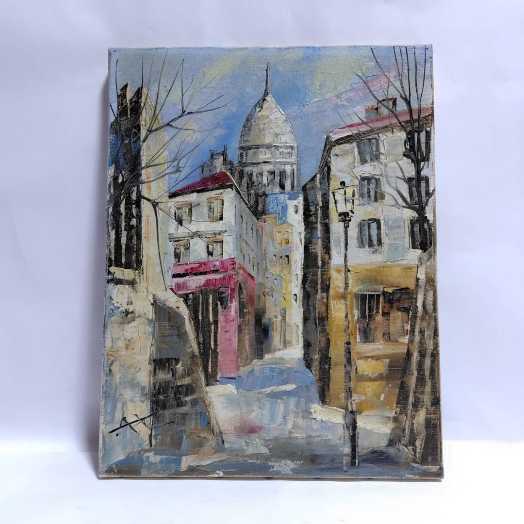 油彩画 風景画 作者不明 パリ モンマルトル街並み P5号 額無し - メルカリ