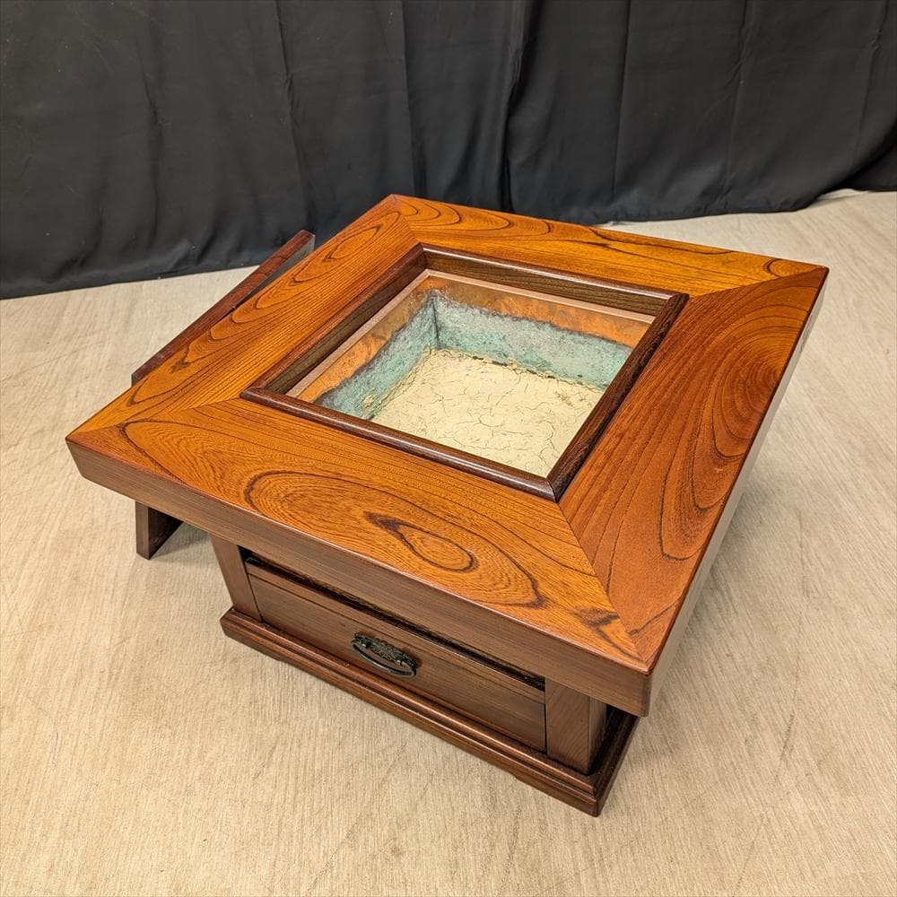 欅 ケヤキ　無垢　関西火鉢　箱火鉢　角火鉢　火鉢　囲炉裏　いろり　炉端　引き出し