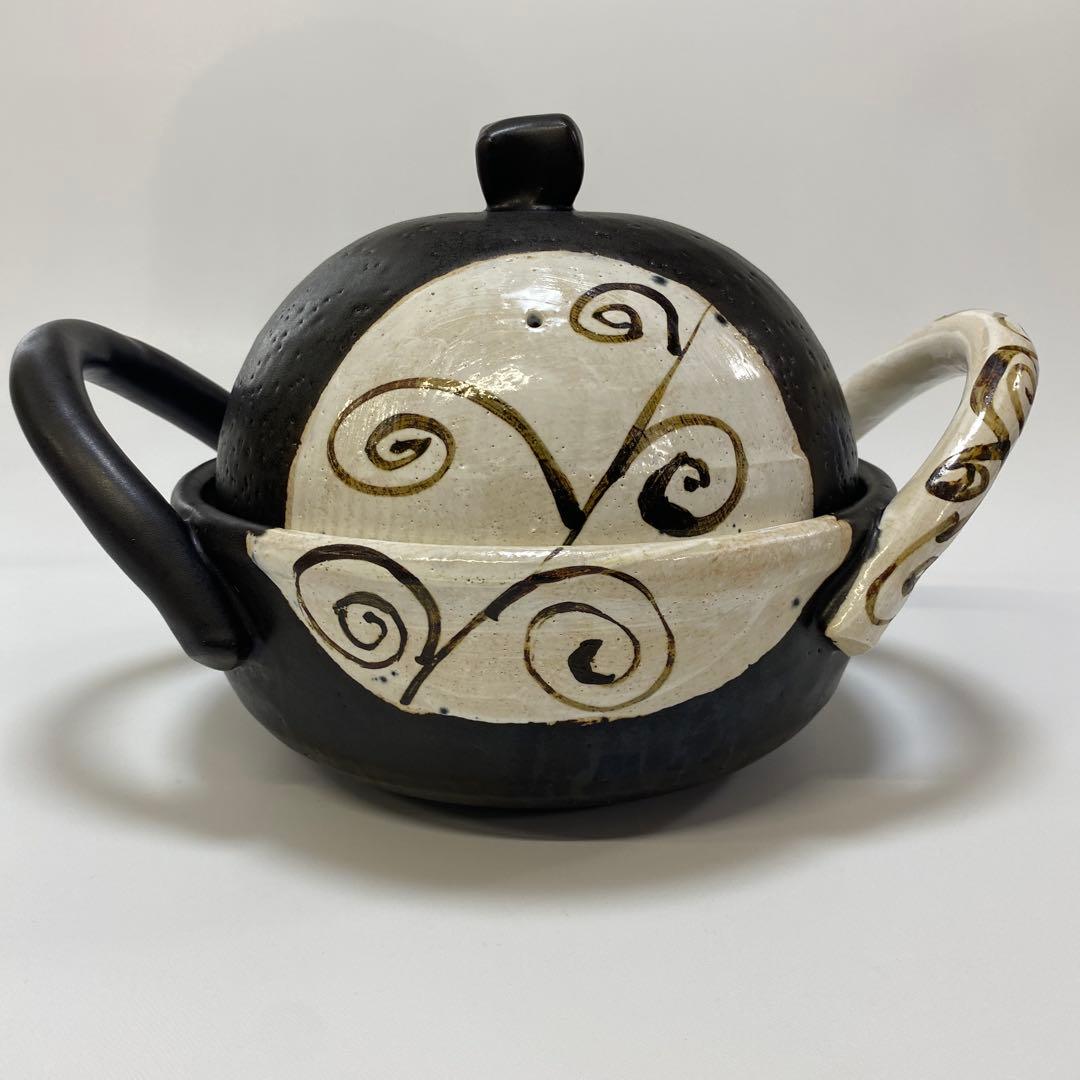 温たなべ　からくさ　唐草　8号　L 1点　4合　丸志げ陶器　焼き芋石付き　中古