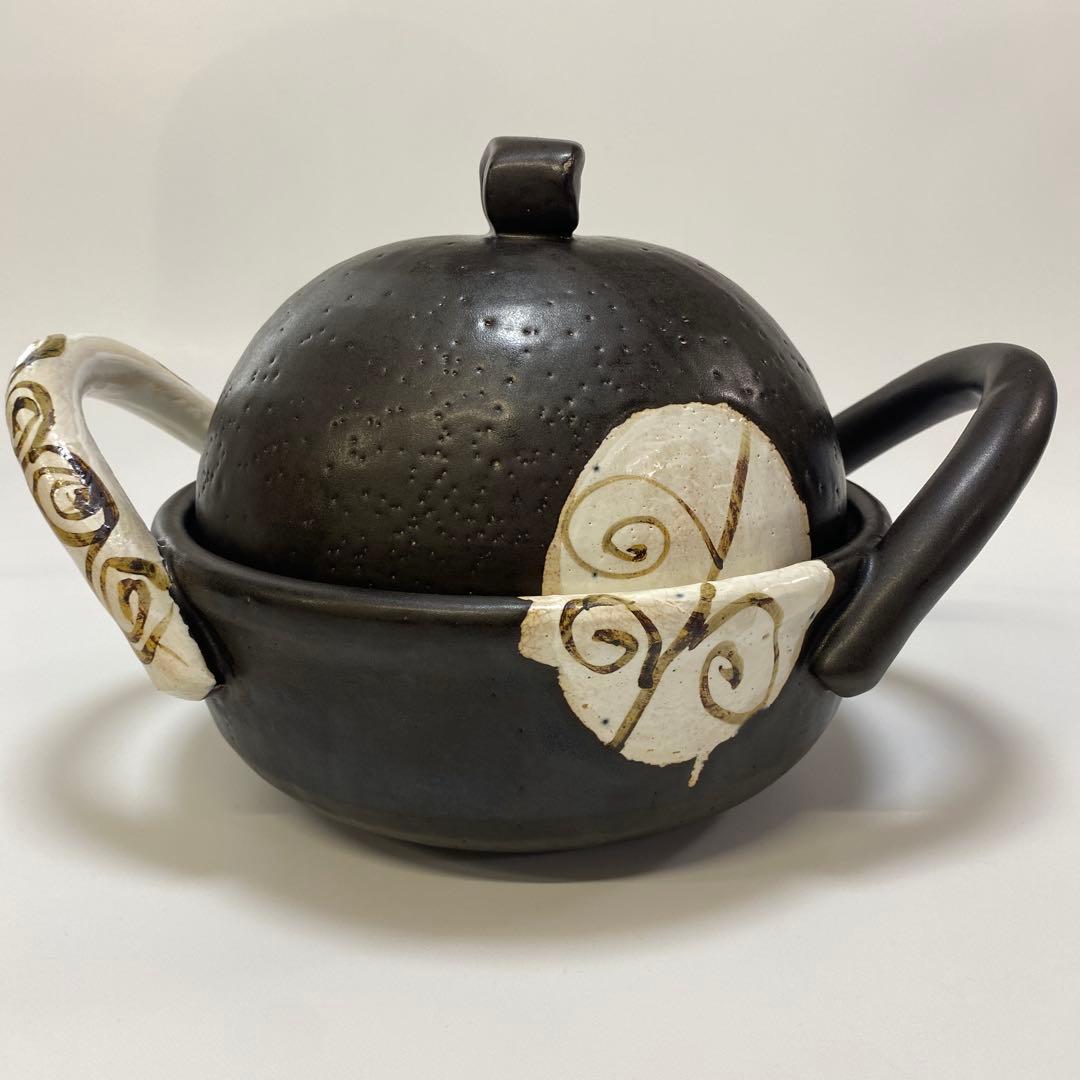 温たなべ　からくさ　唐草　8号　L 1点　4合　丸志げ陶器　焼き芋石付き　中古