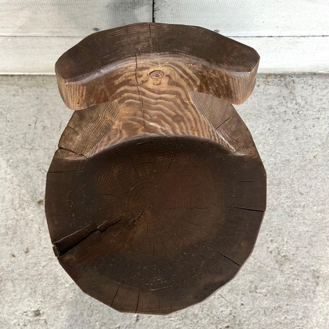 無垢丸太 削出しチェア｜プリミティブデザイン 民芸家具｜木製スツール 約20kg