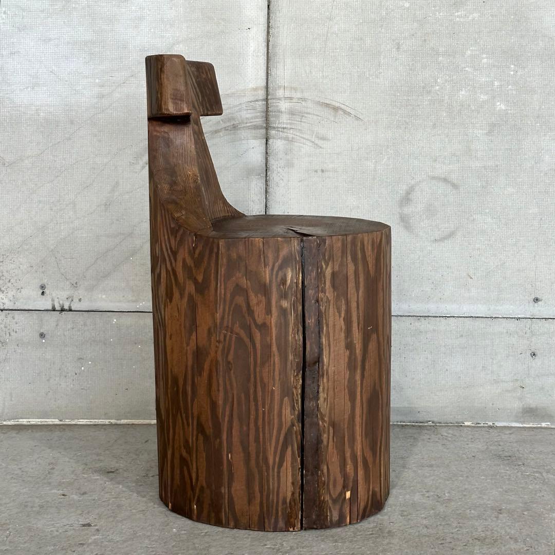 無垢丸太 削出しチェア｜プリミティブデザイン 民芸家具｜木製スツール 約20kg