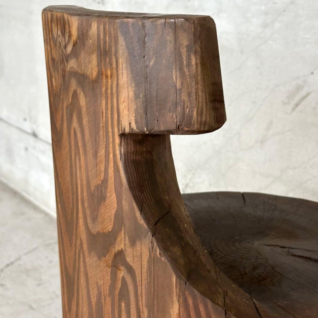 無垢丸太 削出しチェア｜プリミティブデザイン 民芸家具｜木製スツール 約20kg