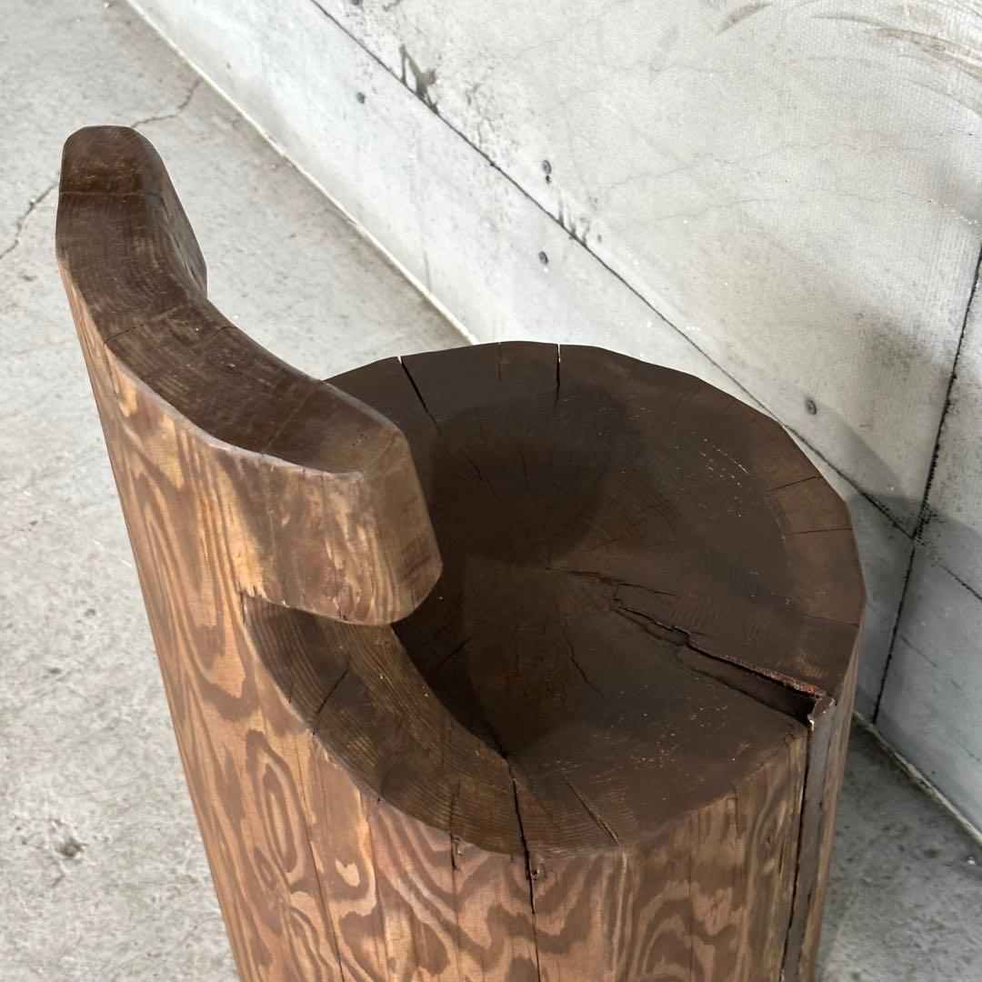無垢丸太 削出しチェア｜プリミティブデザイン 民芸家具｜木製スツール 約20kg