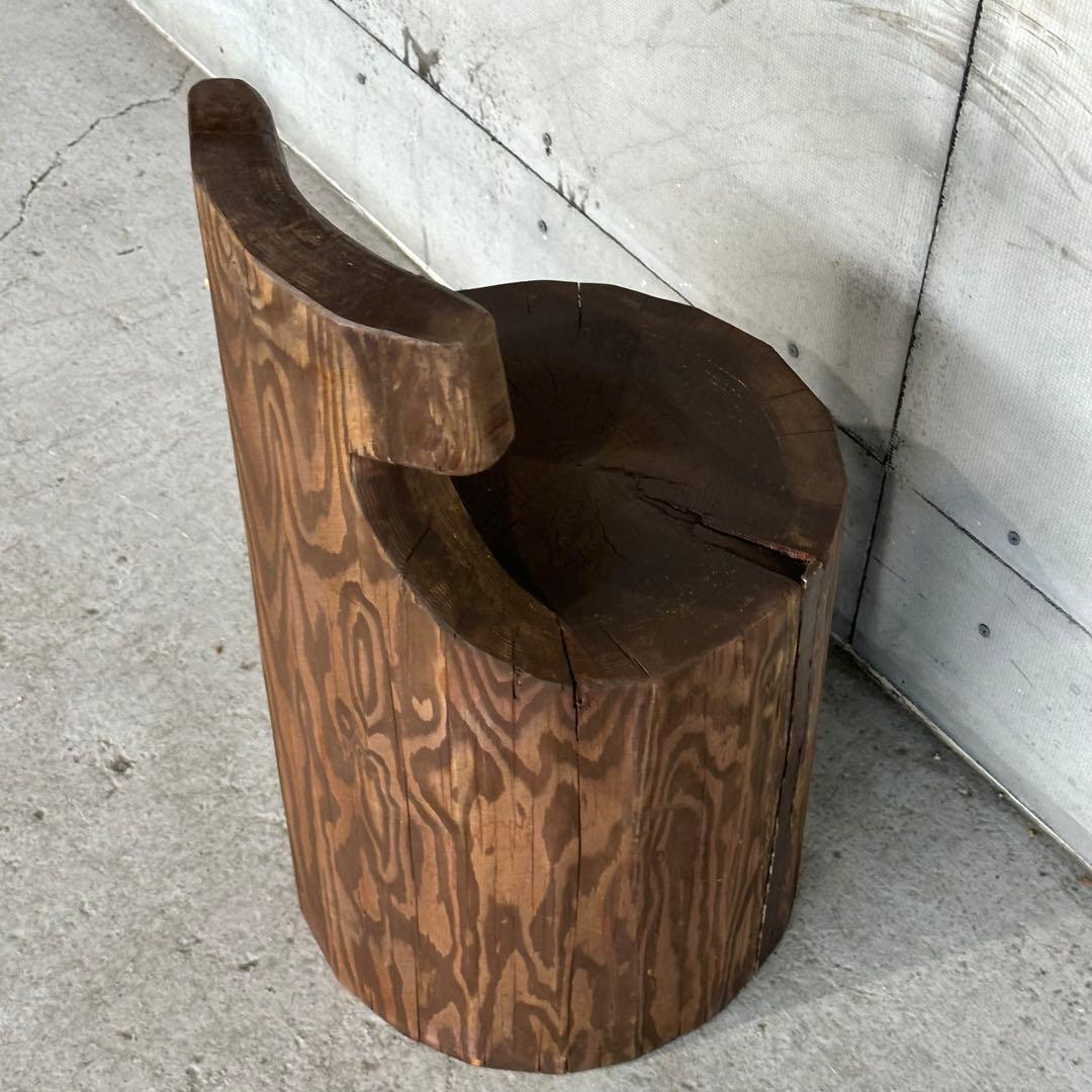 無垢丸太 削出しチェア｜プリミティブデザイン 民芸家具｜木製スツール 約20kg