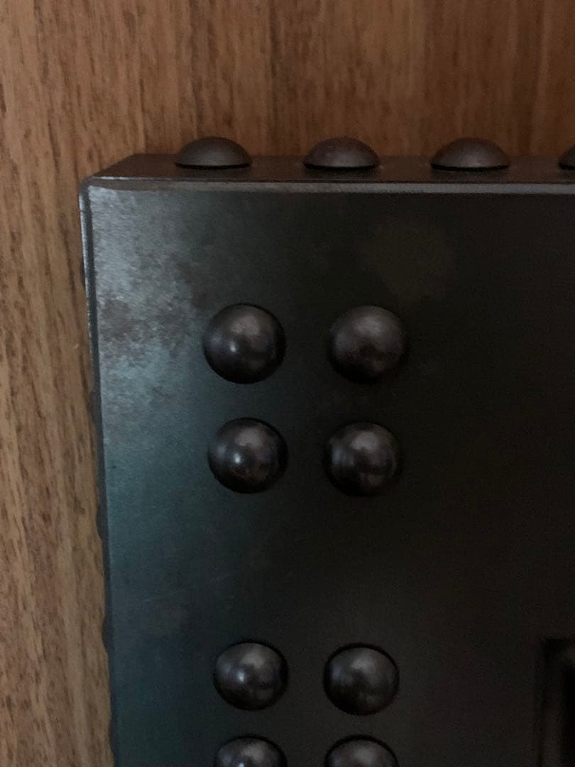 民芸品　大型壁掛け鏡 チェーン付き　ダークブラウン