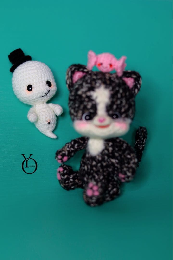 ゆい様 ハロウィン限定 ハチワレ キジトラ 猫 おばけ ゴースト あみぐるみ