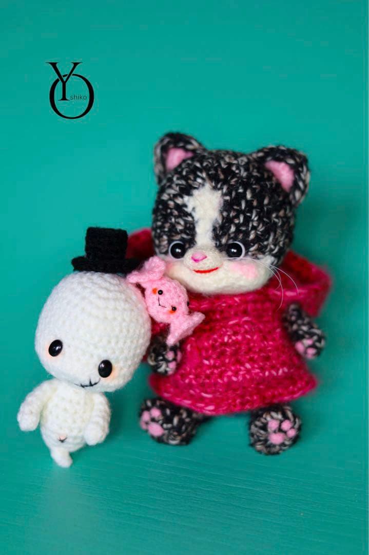 ゆい様 ハロウィン限定 ハチワレ キジトラ 猫 おばけ ゴースト あみぐるみ