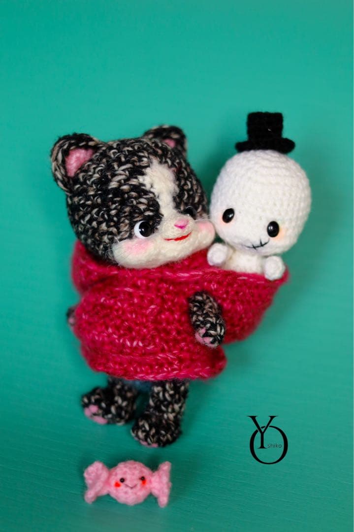 ゆい様 ハロウィン限定 ハチワレ キジトラ 猫 おばけ ゴースト あみぐるみ