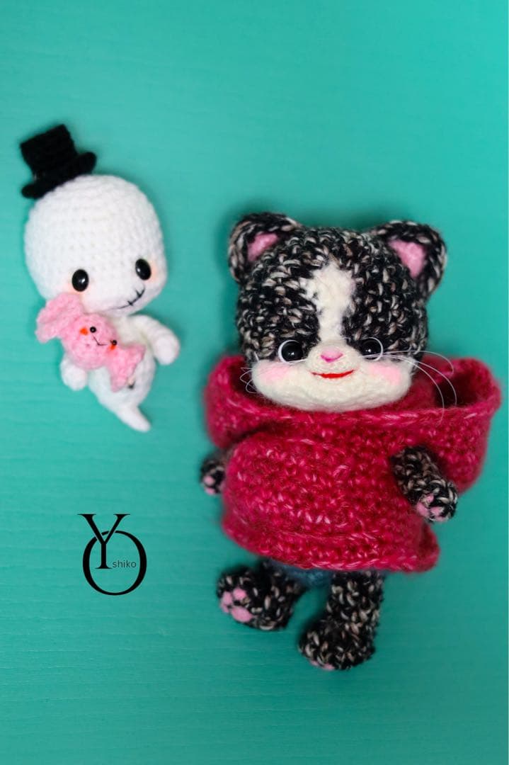 ゆい様 ハロウィン限定 ハチワレ キジトラ 猫 おばけ ゴースト あみぐるみ