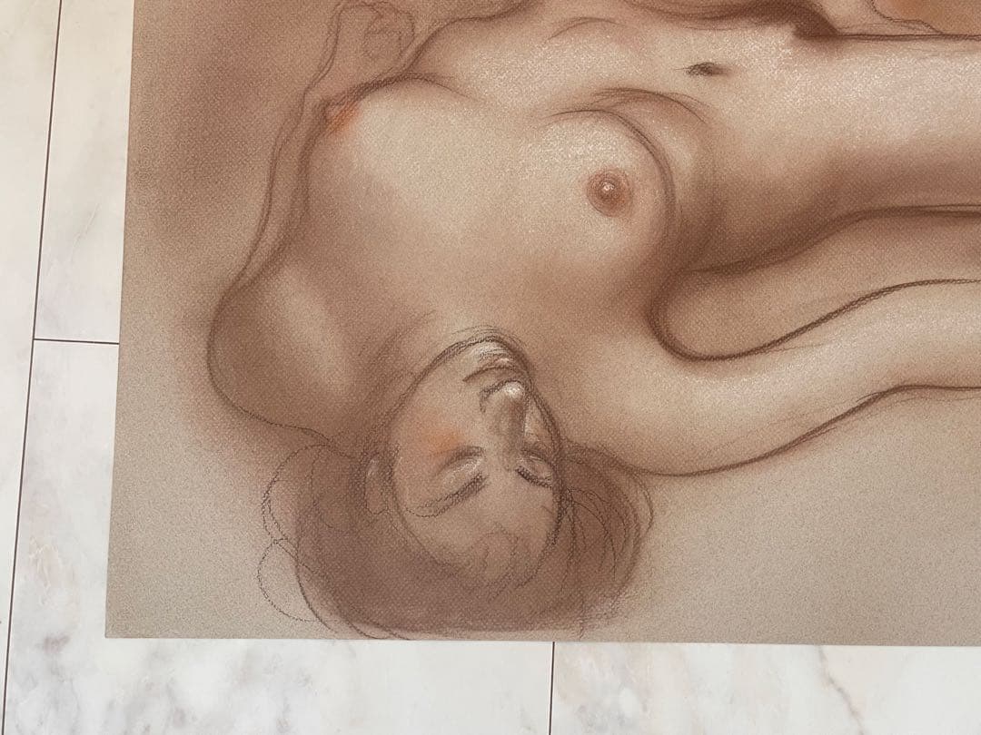 【真作】古沢岩美　大作　裸婦　パステル画