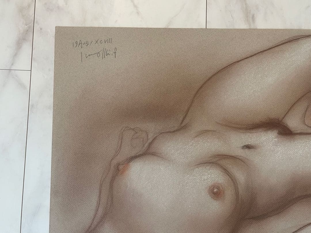 【真作】古沢岩美　大作　裸婦　パステル画