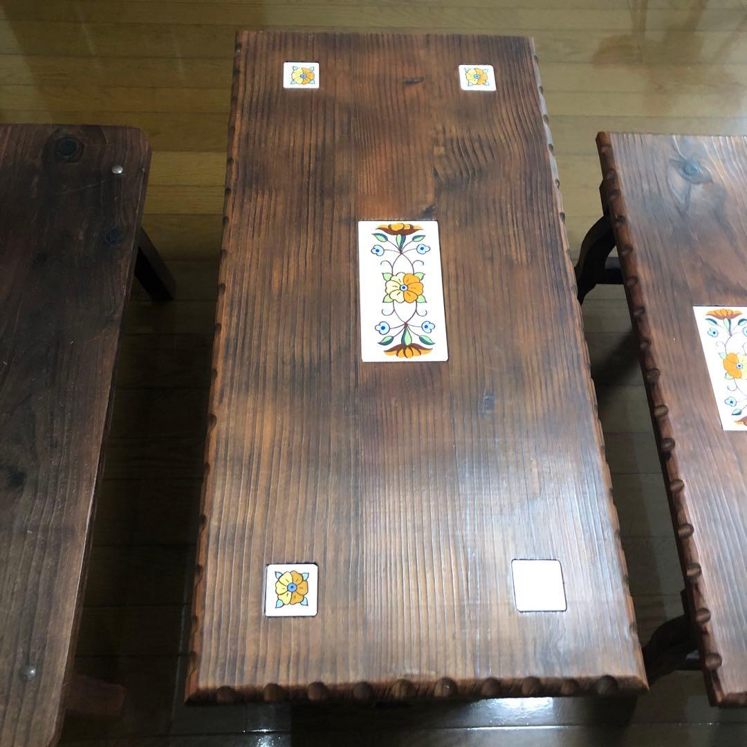 超希少品　スペイン天然木製　アンティークテーブルチェア