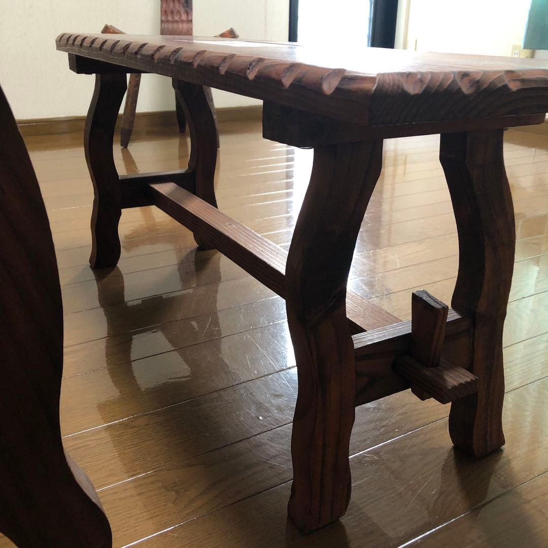 超希少品　スペイン天然木製　アンティークテーブルチェア