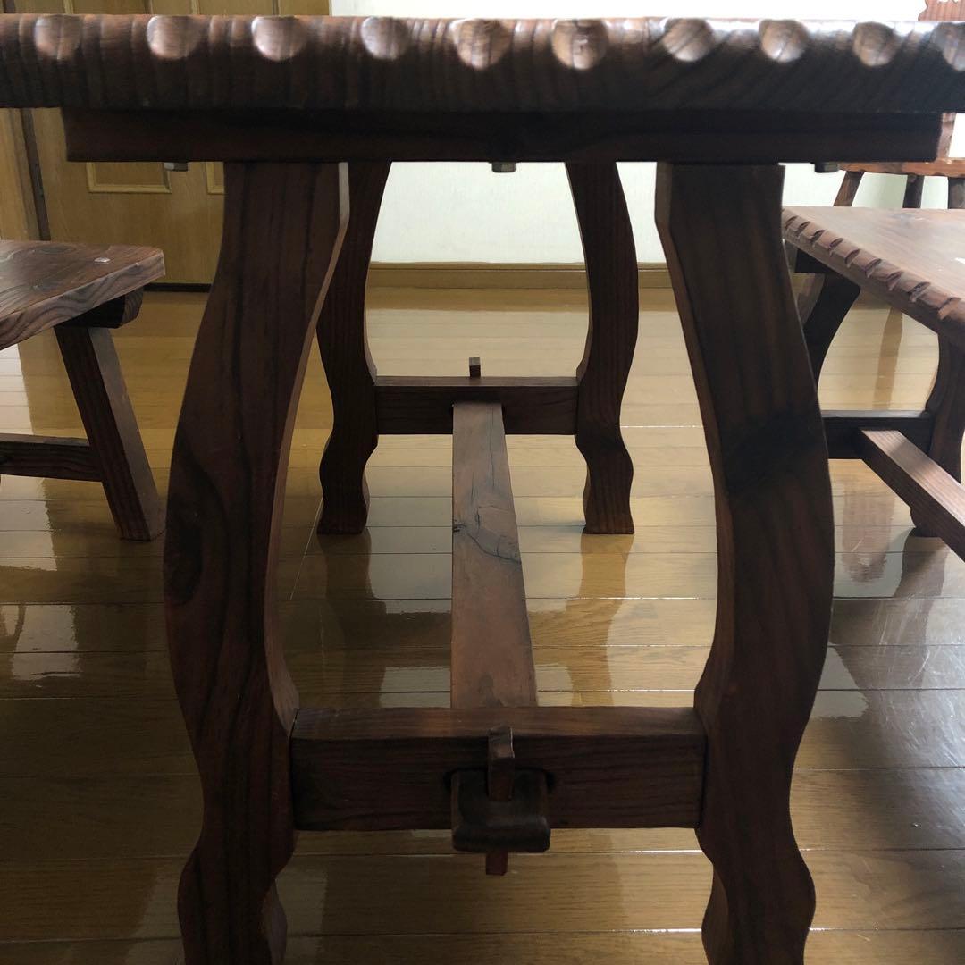 超希少品　スペイン天然木製　アンティークテーブルチェア