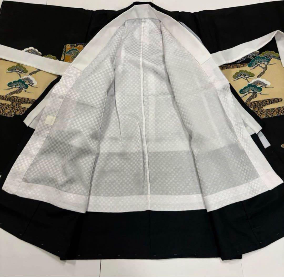 七五三　5歳男の子袴セット　黒系　袴丈長め　鷹　お城　日本製　新品