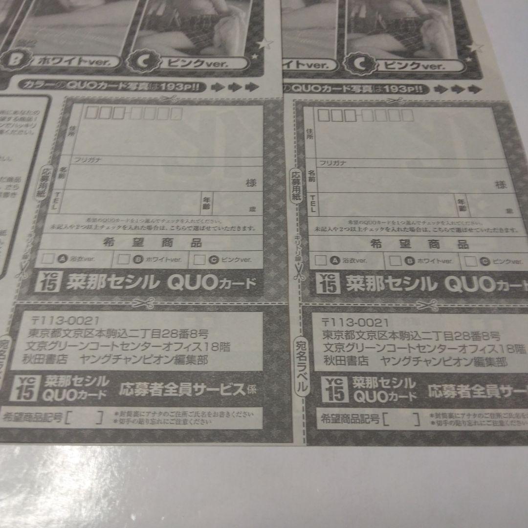 ヤングチャンピオン15号菜那セシルサイン入りチェキ応募券2枚と他です