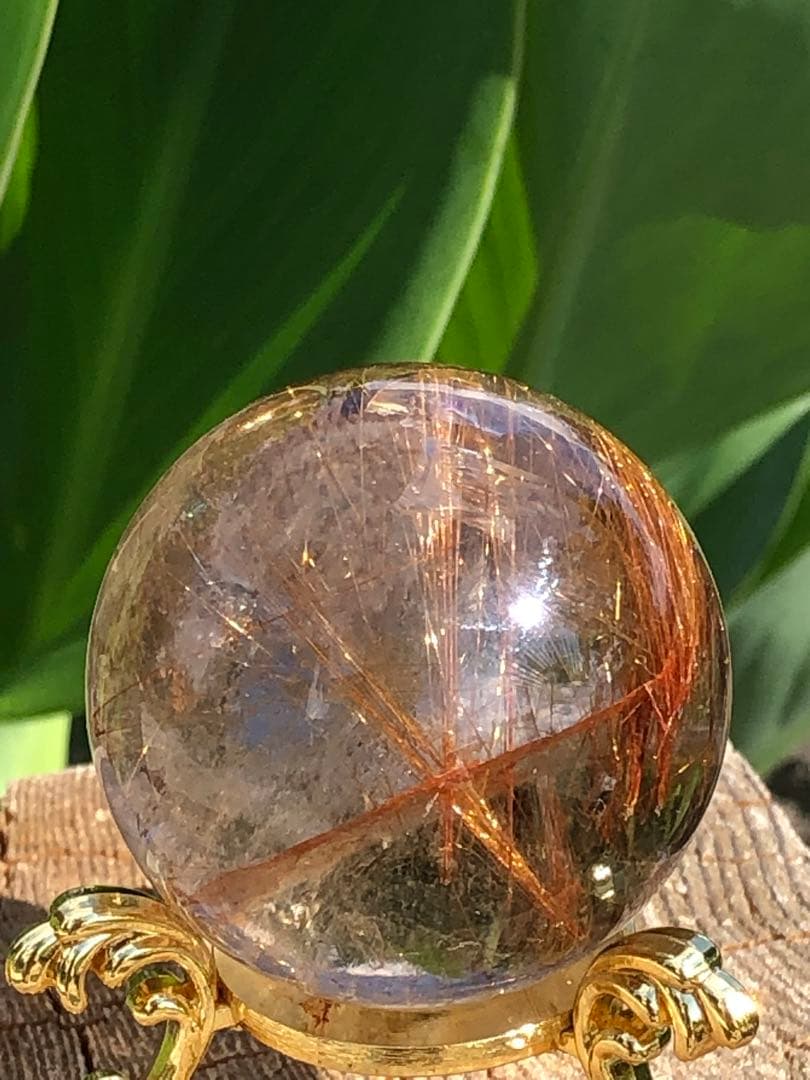 ❤️金運アップ レア　透明感良く　43.5mm レッドルチルクォーツ 丸玉