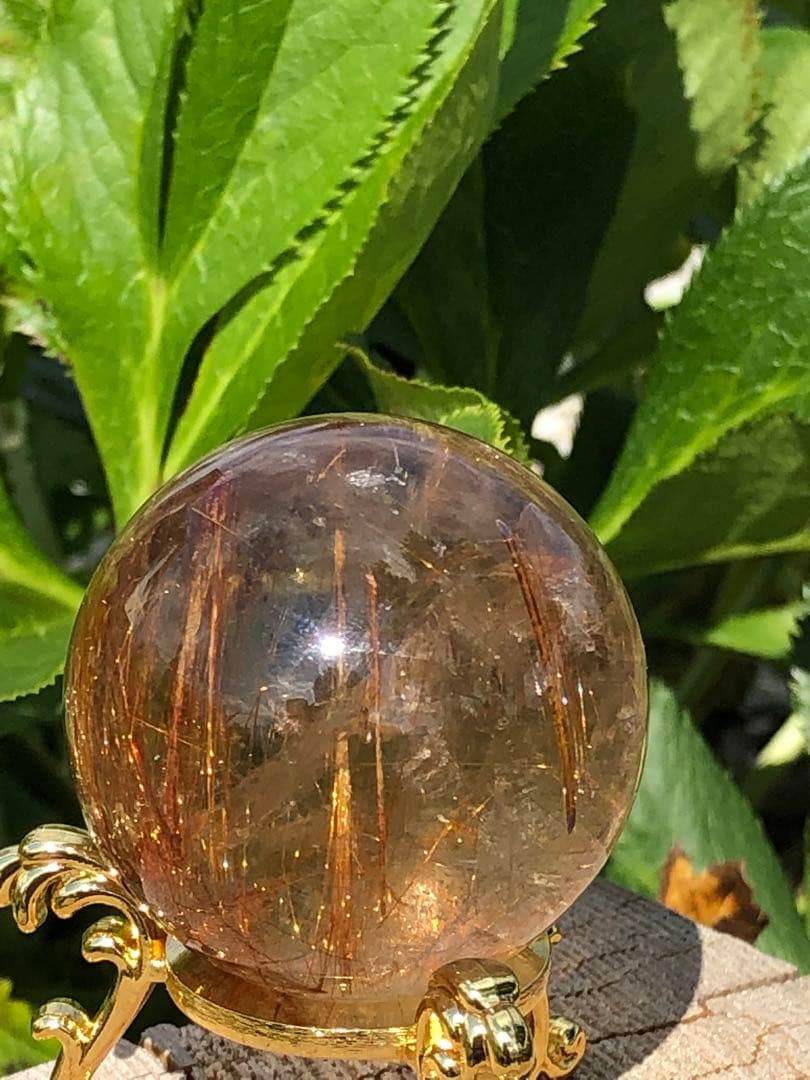 ❤️金運アップ レア　透明感良く　43.5mm レッドルチルクォーツ 丸玉