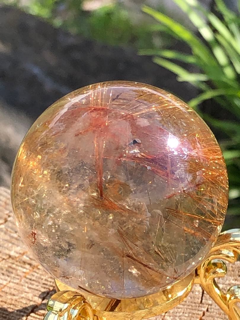 ❤️金運アップ レア　透明感良く　43.5mm レッドルチルクォーツ 丸玉