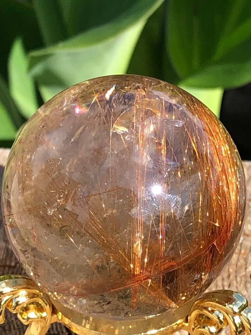 ❤️金運アップ レア　透明感良く　43.5mm レッドルチルクォーツ 丸玉