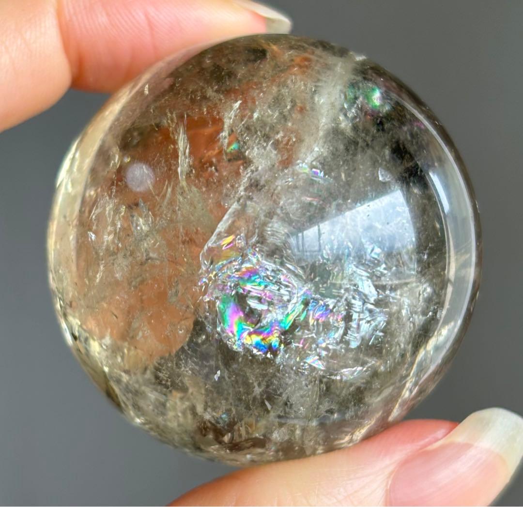 １点再入荷　高品質　シトリン　スフィア　天然石　虹　非加熱　アイリス