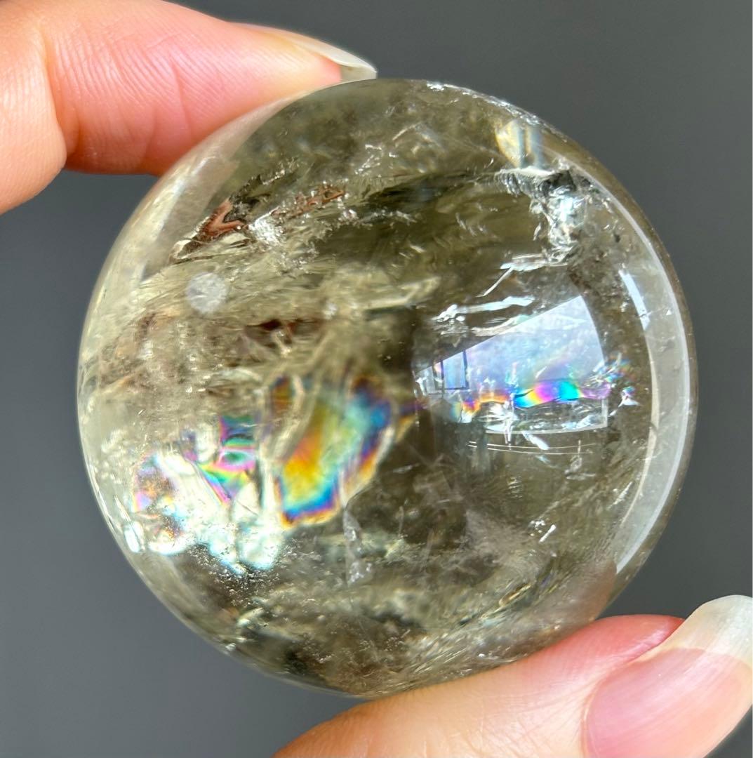 １点再入荷　高品質　シトリン　スフィア　天然石　虹　非加熱　アイリス