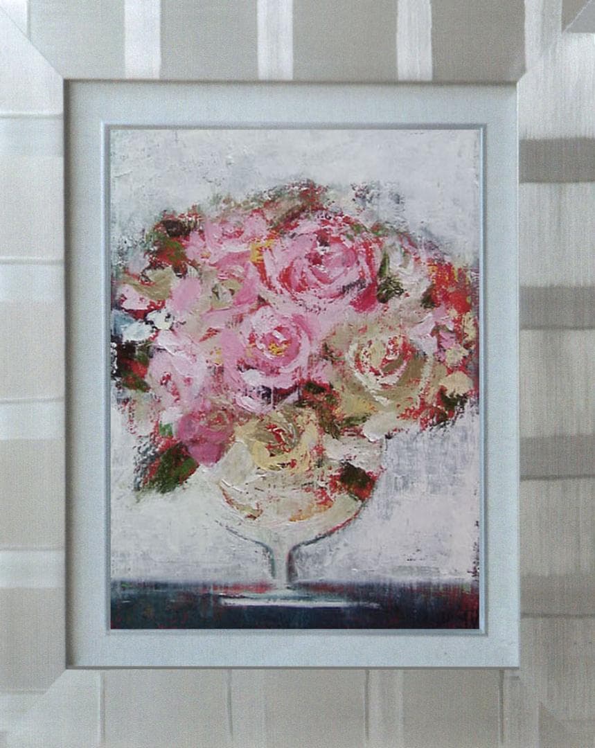 油絵 菅家令子 絵 絵画 インテリア uF6-113102 花 ばら