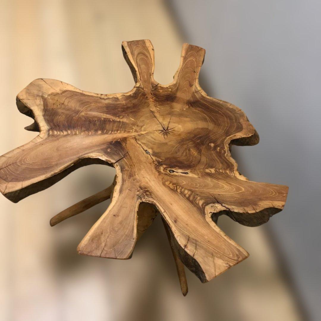 送料無料 天然木 一枚板 ローテーブル サイドテーブル 無垢材 ②　250809