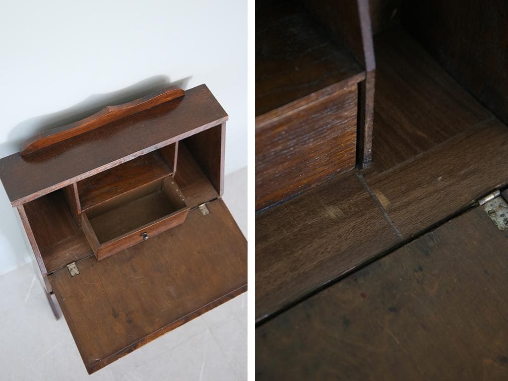 英国アンティーク木製ライティングビューロー/デスク/収納式机/勉強机89-258