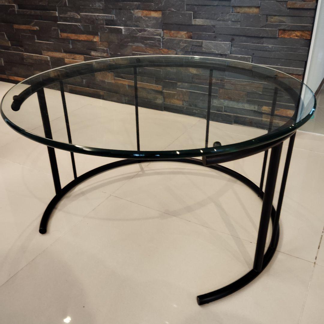 【美品】HUKLA フクラ ガラステーブル 70cm TMRB ブラックフレーム