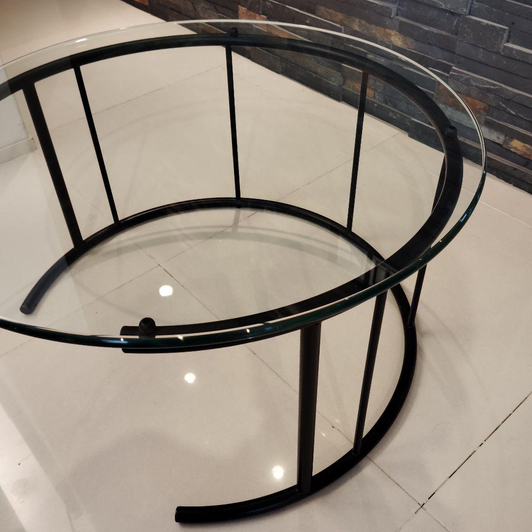 【美品】HUKLA フクラ ガラステーブル 70cm TMRB ブラックフレーム