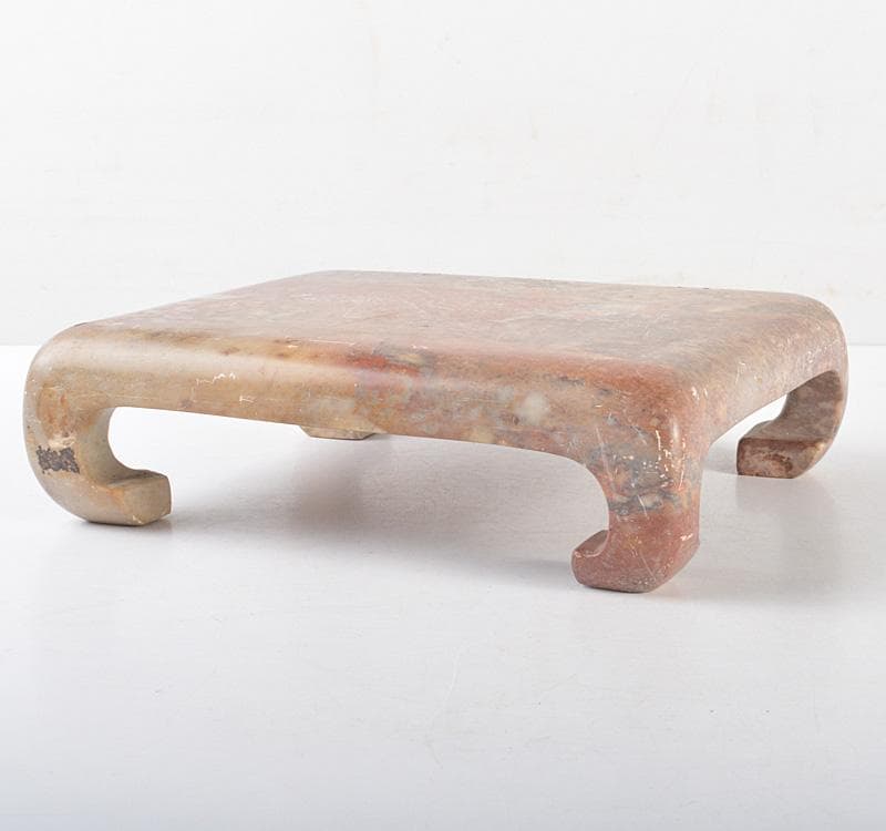 中国　玉石寿山石彫刻　四方香炉台　飾台　V　R5110