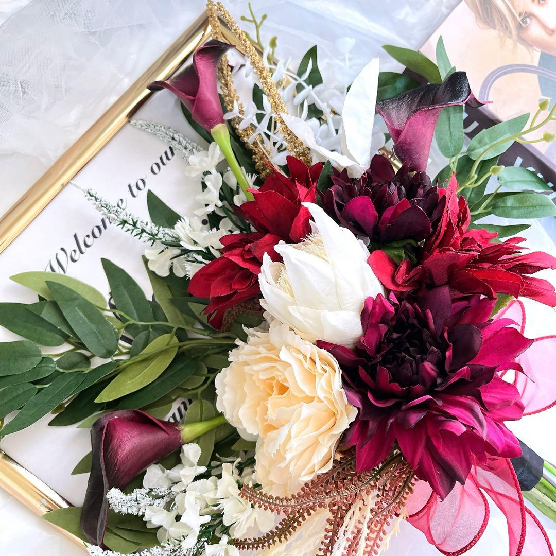 ウエディングブーケ クラッチブーケ アーティフィシャルフラワーブーケ 造花