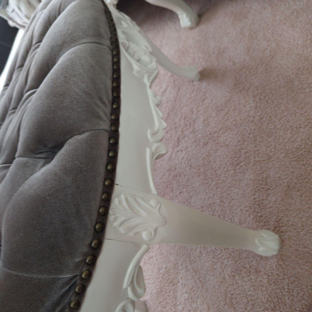 ロココ調猫脚グレー ベルベット スツール