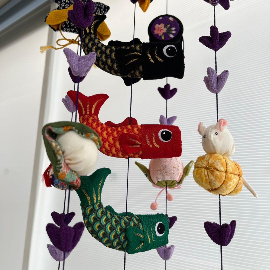 鯉のぼりの吊るし飾り (紫) 】ちりめん細工・さげもん・端午の節句