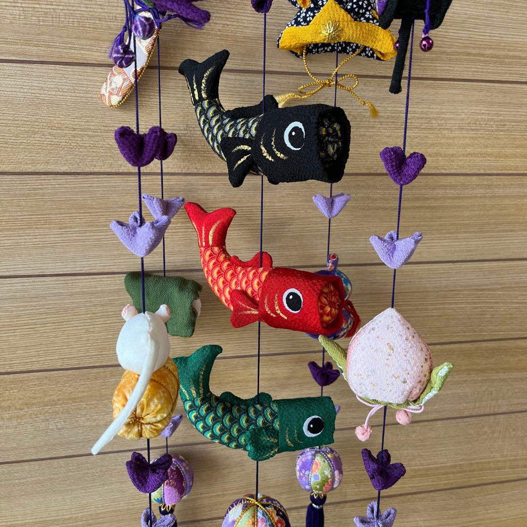 鯉のぼりの吊るし飾り (紫) 】ちりめん細工・さげもん・端午の節句