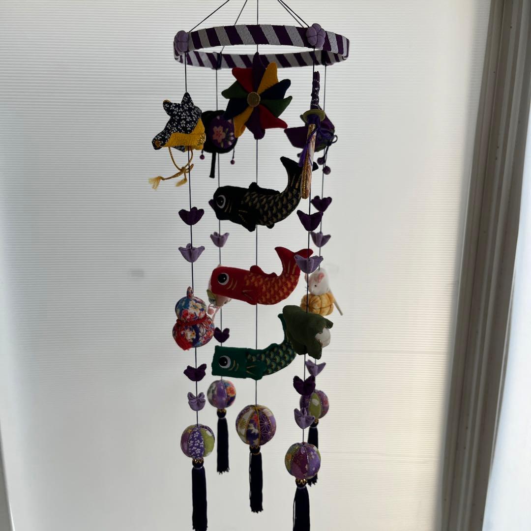 鯉のぼりの吊るし飾り (紫) 】ちりめん細工・さげもん・端午の節句