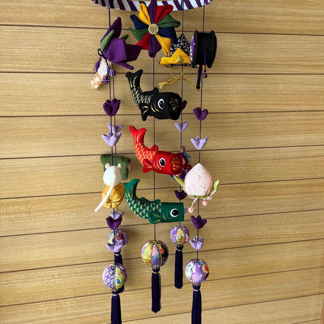 鯉のぼりの吊るし飾り (紫) 】ちりめん細工・さげもん・端午の節句