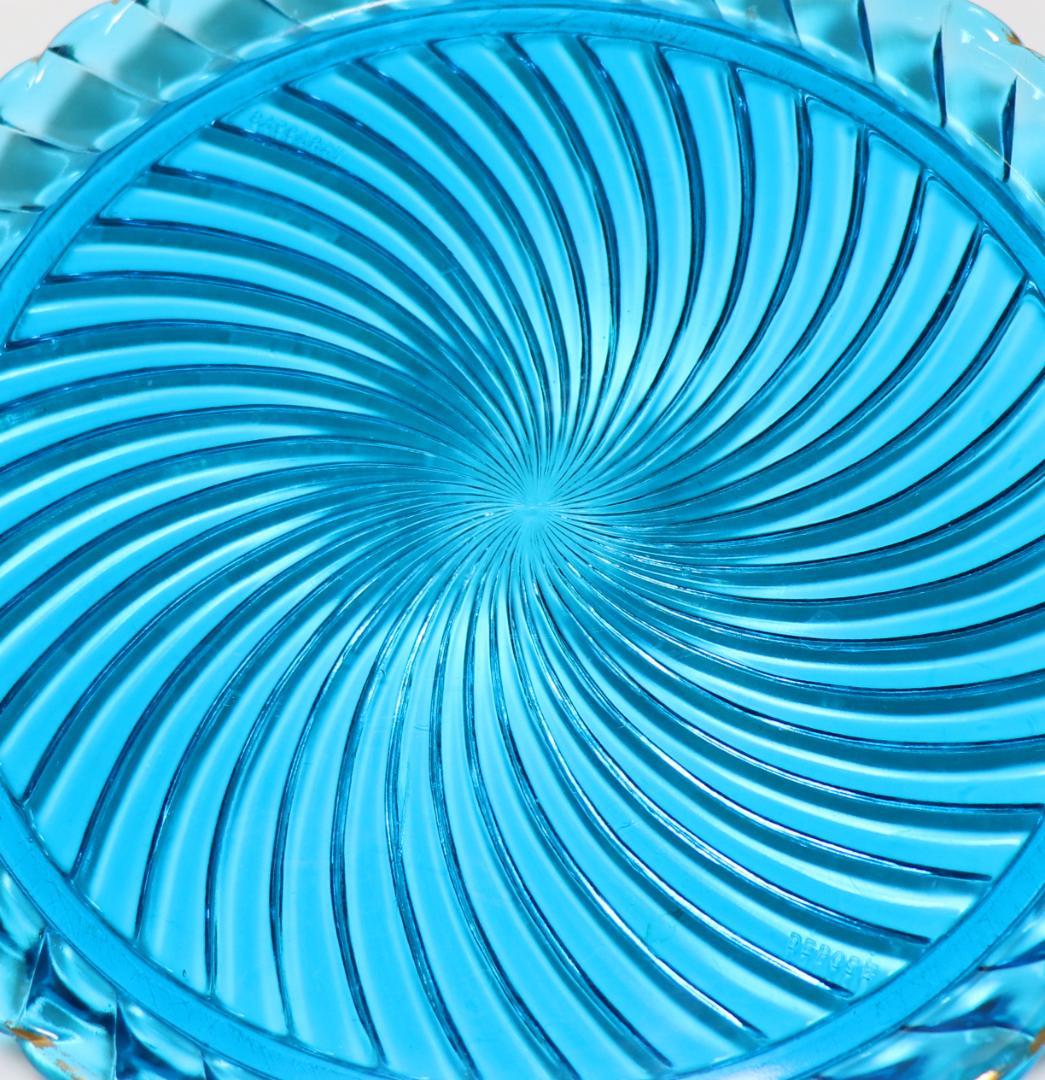 オールド・バカラ レアカラー 金彩ブルークリスタル製大型トレー29cm1.4kg