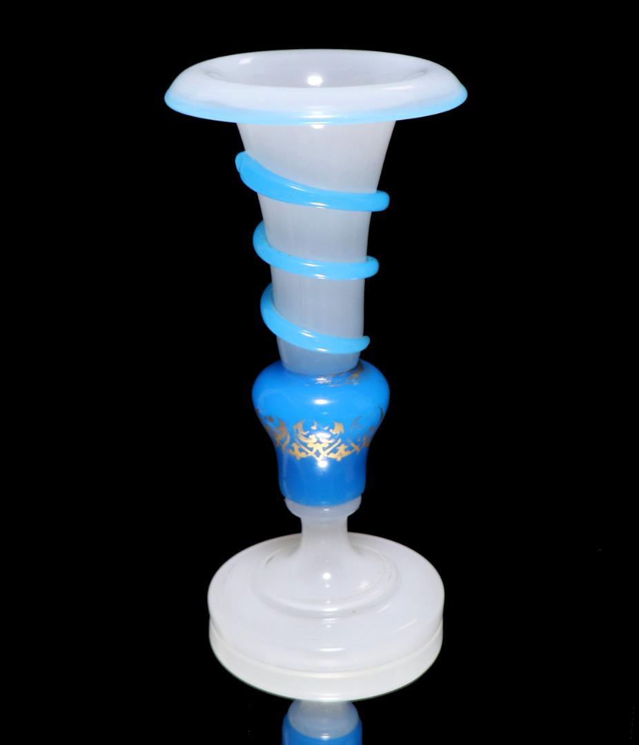 オールド・バカラ 美術館級 1855年 ブルースネーク 錐型金彩大型壺 花瓶