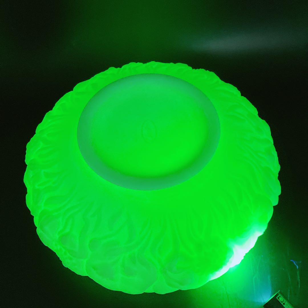 フェントン　ウランガラス　ディプレッショングラス　ボウル　カスタードガラス