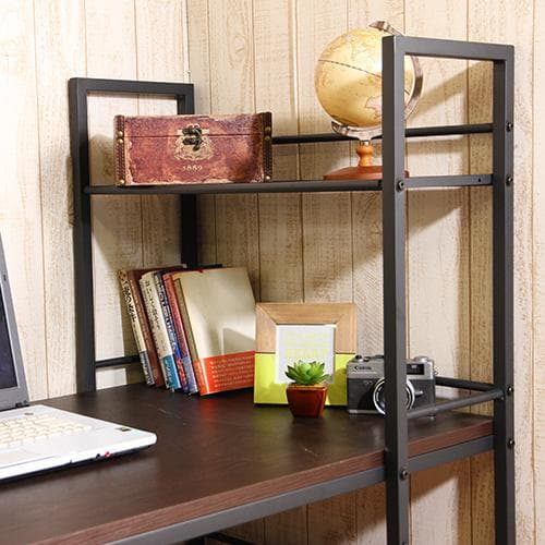 《新品・送料無料》ラック付きデスク ルール 奥行64cm ダークブラウン