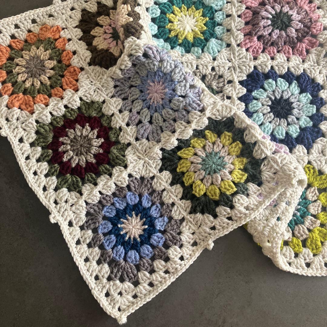 モチーフ編み マルチカバー マット 毛糸 ハンドメイド ブランケット