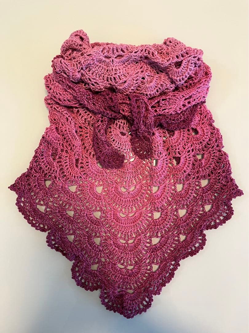 三角ショール バレエショール コットン50% アクリル50% 赤系 年中使用